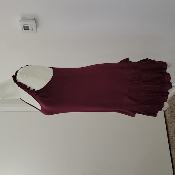 Juicy Couture Burgundy Ruffle Tiered Bottom Mini Summer Dress Size Small GUC - Picture 7 of 16